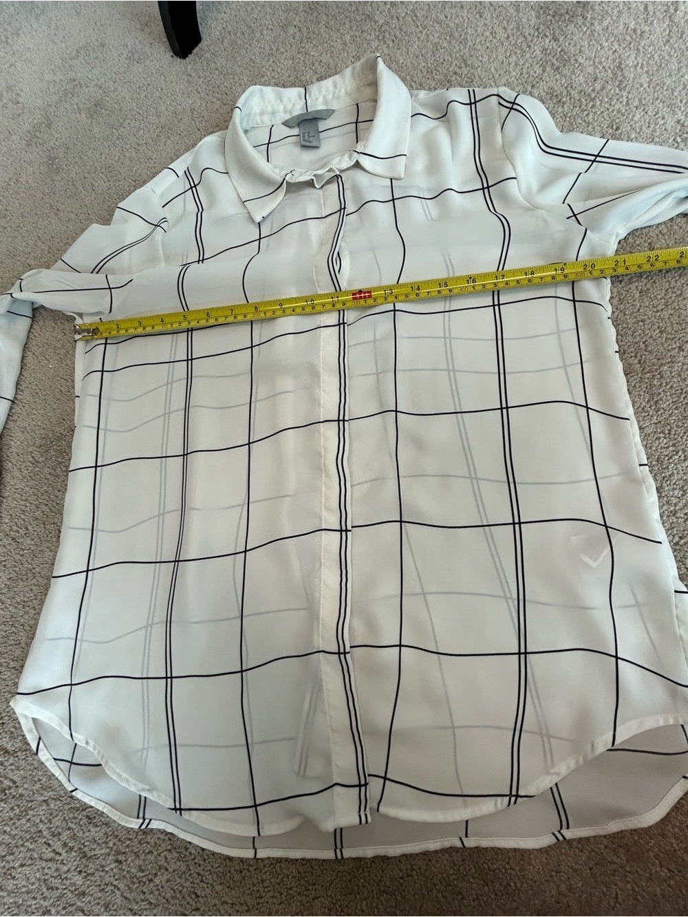 H&M Women’s White Black Windowpane Check Button-Down Blouse Sz 10 classic - Picture 7 of 11